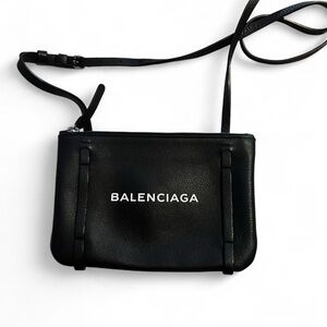 Balenciaga Black Leather Zip Pouch